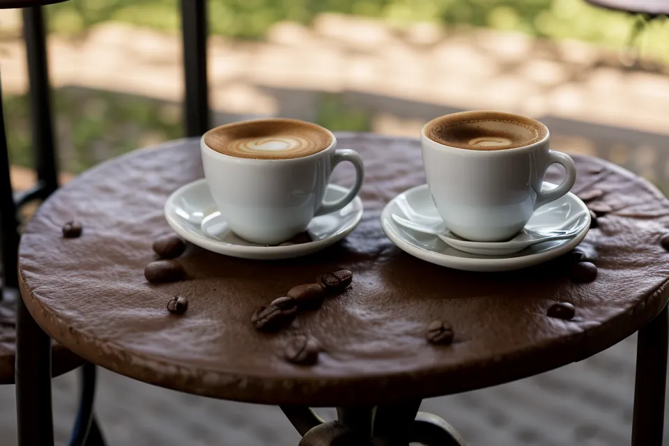 Terrasse de café à Montpellier avec une tasse solitaire sur une table